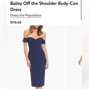 Dress the population Bailey off the shoulder bodycon dress size M